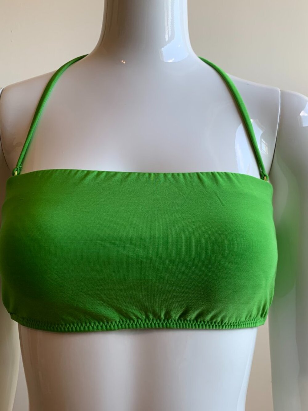 Raisins green solid bandeau strapless bikini top